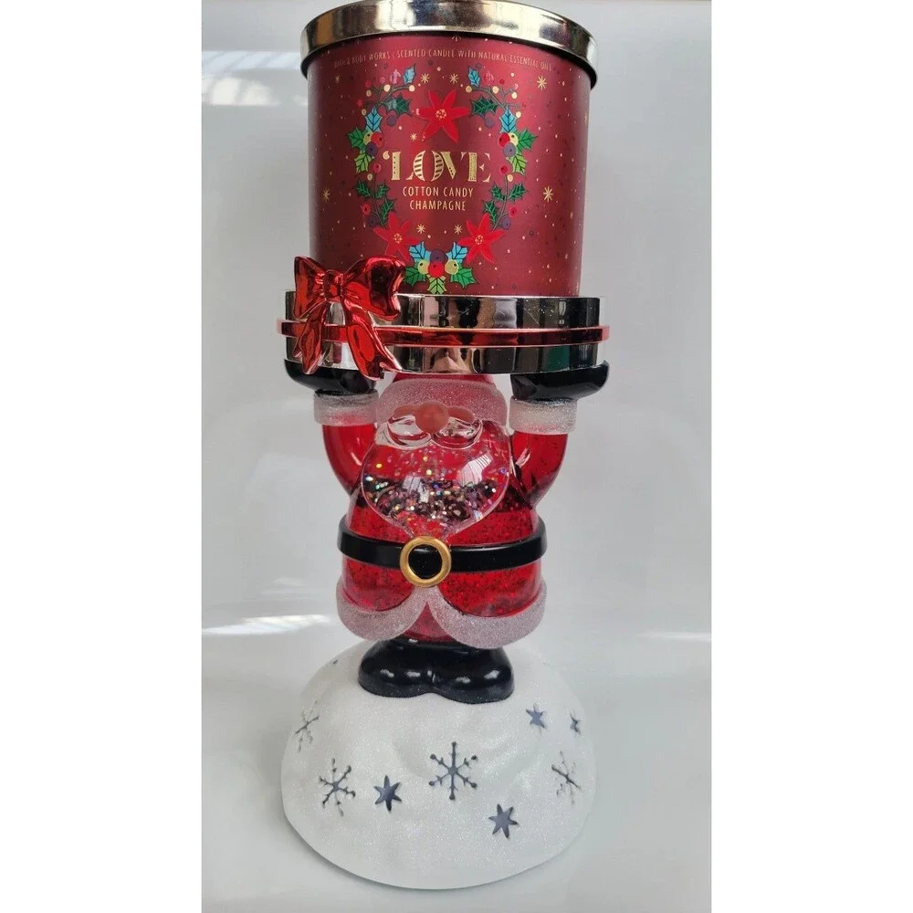 Bath and Body Works light up Santa 3-wick candle holder